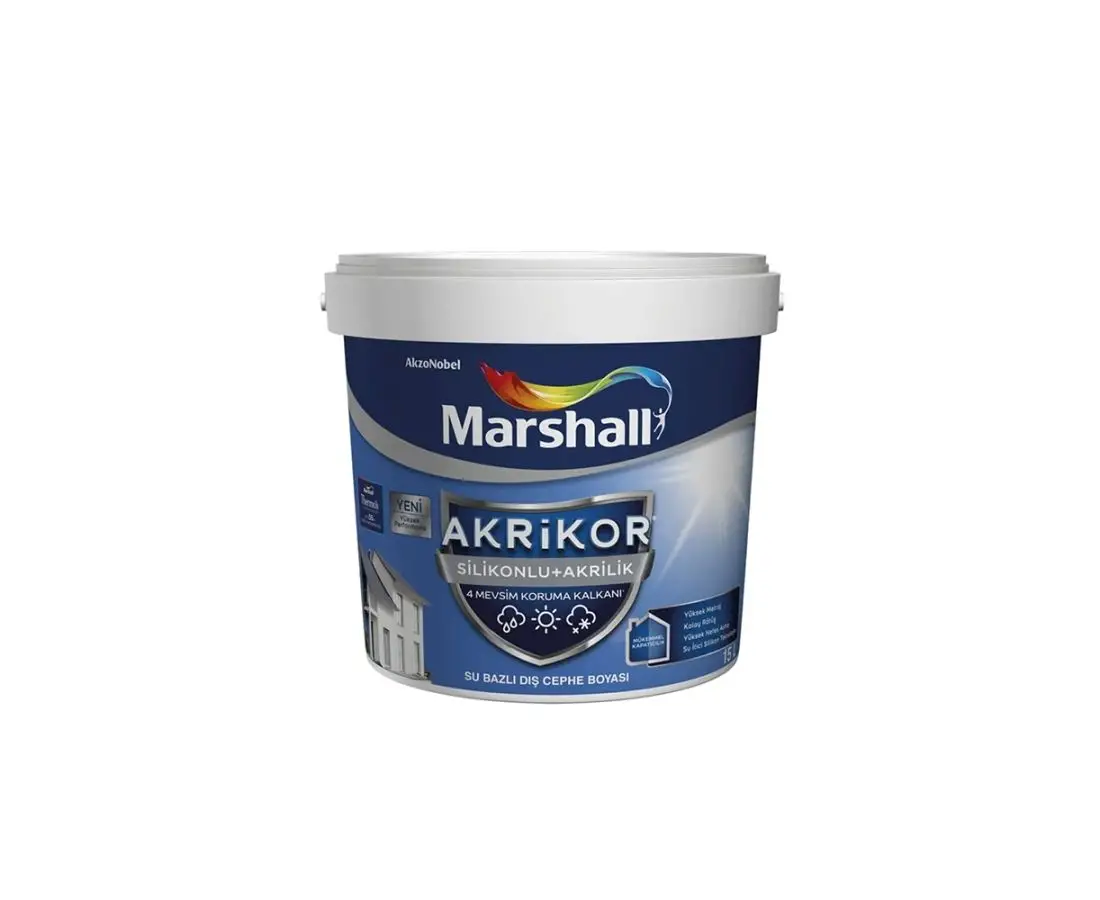 საღებავი ექსტ.akrikor siliconedacrylic marshall 7.5ლტ თეთრი — ექსტერიერის საღებავი